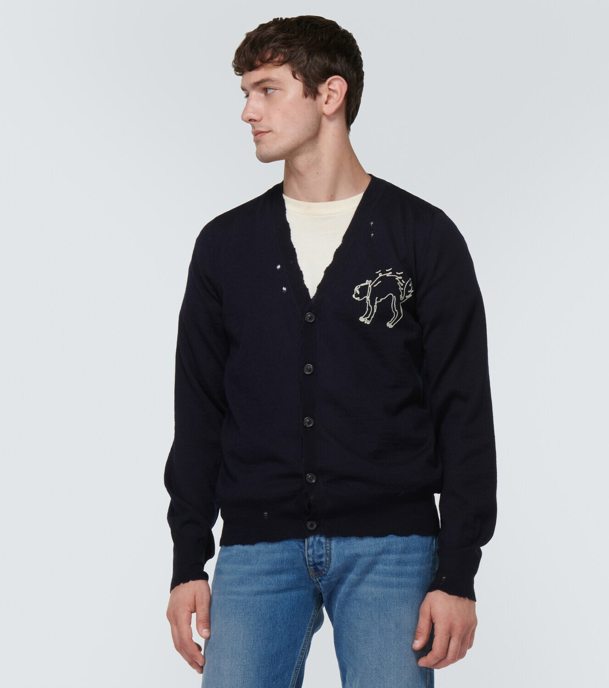 Maison Margiela Embroidered wool cardigan