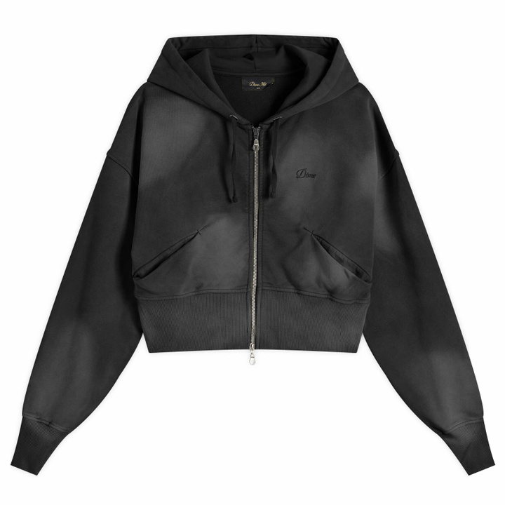 Photo: Dime Women's Cropped Zip Hoodie in Black Washed