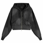 Dime Women's Cropped Zip Hoodie in Black Washed