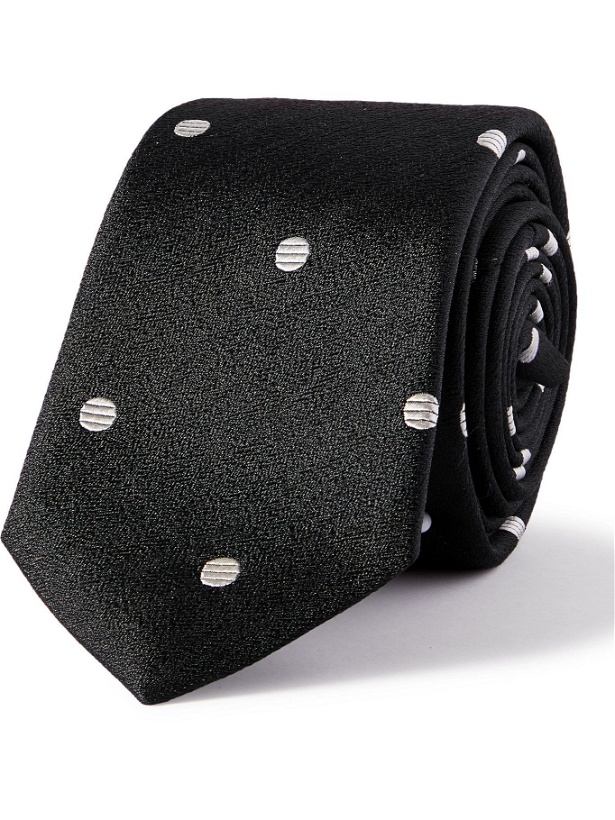Photo: SAINT LAURENT - 5cm Polka-Dot Silk-Jacquard Tie