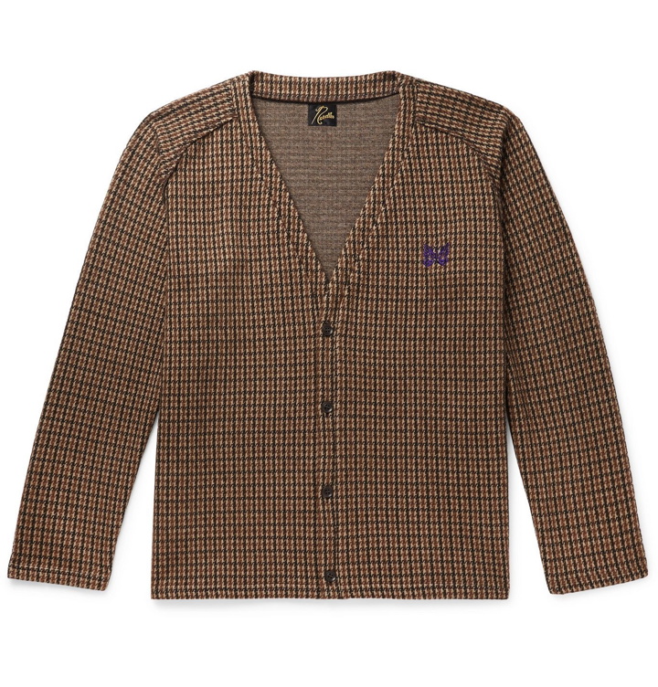Photo: Needles - Houndstooth Cotton and Wool-Blend Jacquard Cardigan - Brown