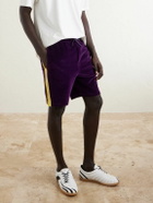 Valentino Garavani - Slim-Fit Appliquéd Cotton-Blend Velvet Shorts - Purple