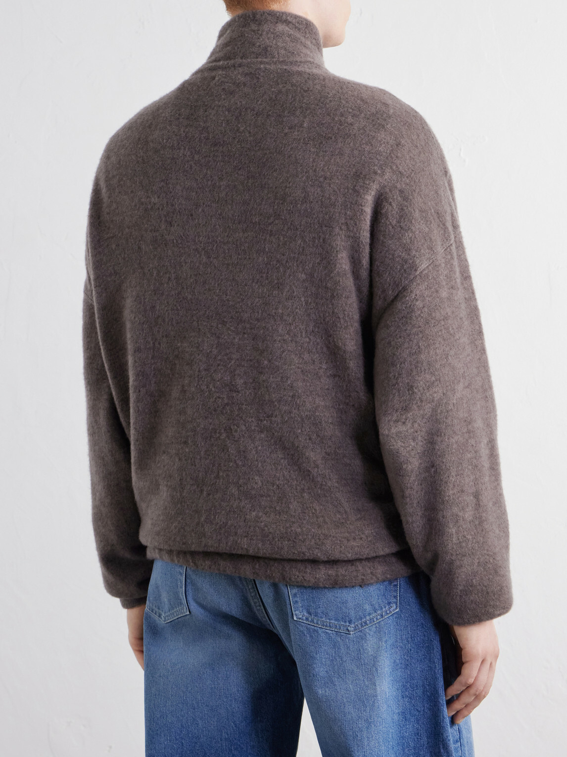 Kaptain Sunshine - Wool and Silk-Blend Fleece Zip-Up Sweater - Brown