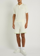 Casablanca Tennis Striped Bouclé Shorts White