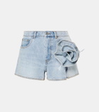 Area Floral-appliqué denim shorts