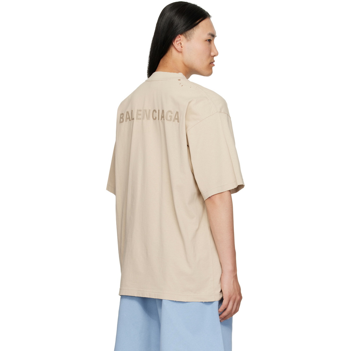 Balenciaga Beige Distressed T-Shirt