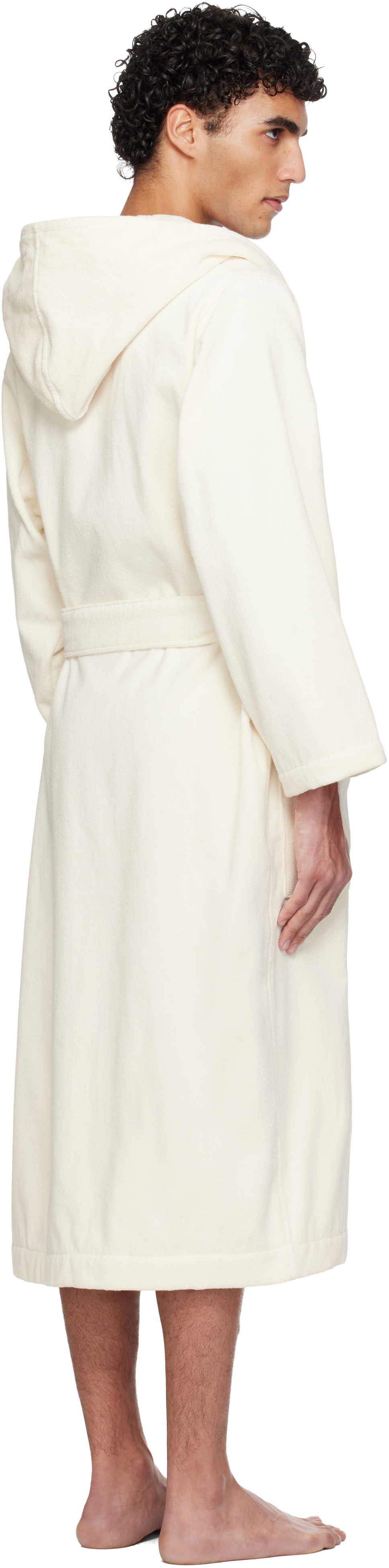 Tekla Off-White Terry Hooded Bathrobe