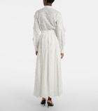 Elie Saab Embroidered cotton-blend midi skirt