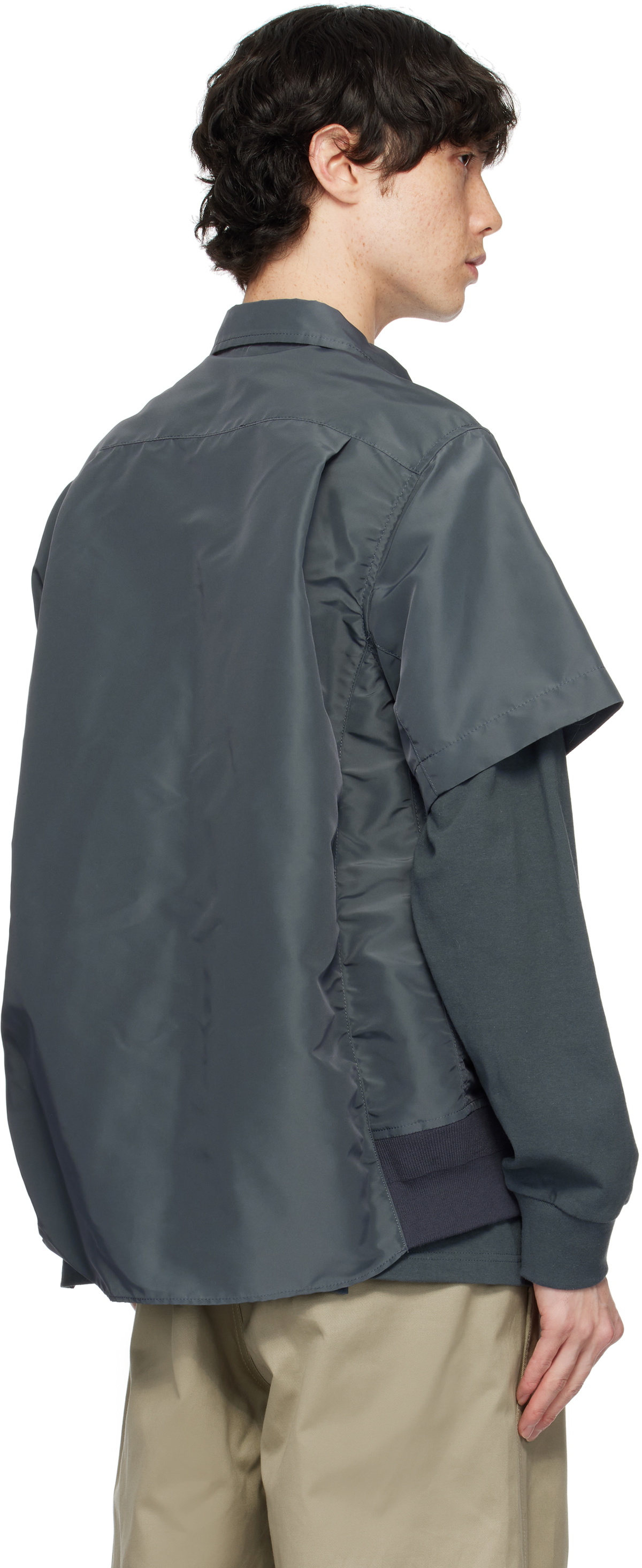 sacai Blue Nylon Twill Shirt Sacai