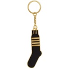 Thom Browne Gold and Black 4-Bar Stripe Sock Keychain