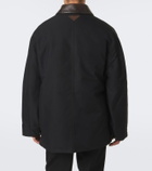 Prada Leather-trimmed technical cotton-blend jacket
