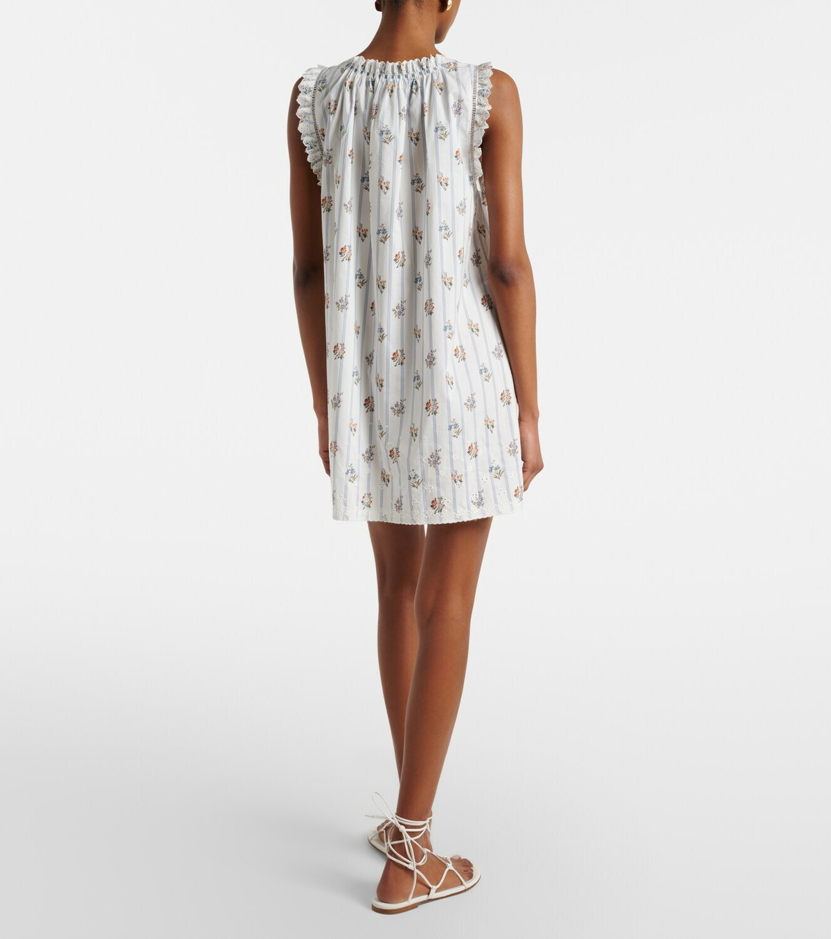 Dôen Nessie floral striped cotton shirt dress