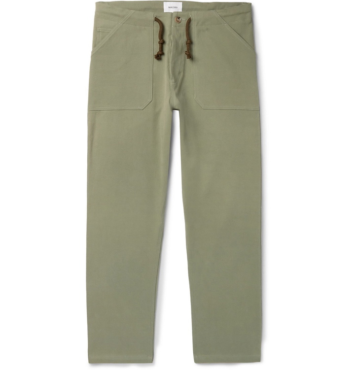 Photo: Nanushka - Nova Tapered Stretch-Cotton Twill Drawstring Trousers - Green