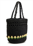 Damson Madder Tulip Raffia top Handle bag - Black - One Size