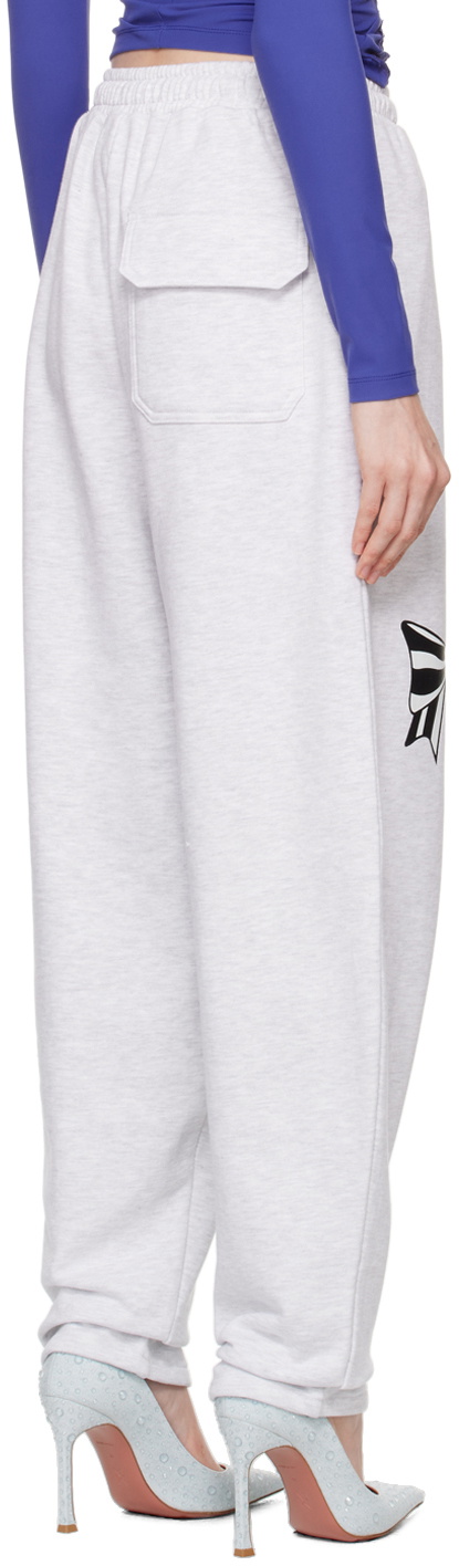 Pushbutton Gray Ribbon Printed Sweatpants