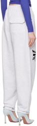 Pushbutton Gray Ribbon Printed Sweatpants