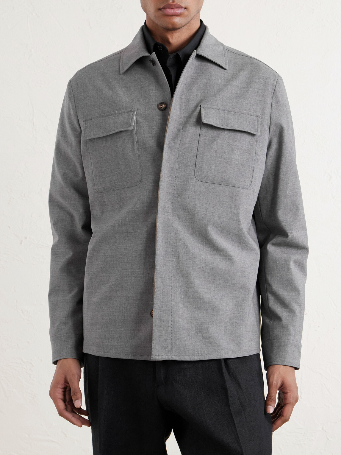 Eleventy - Wool-Blend Flannel Overshirt - Gray