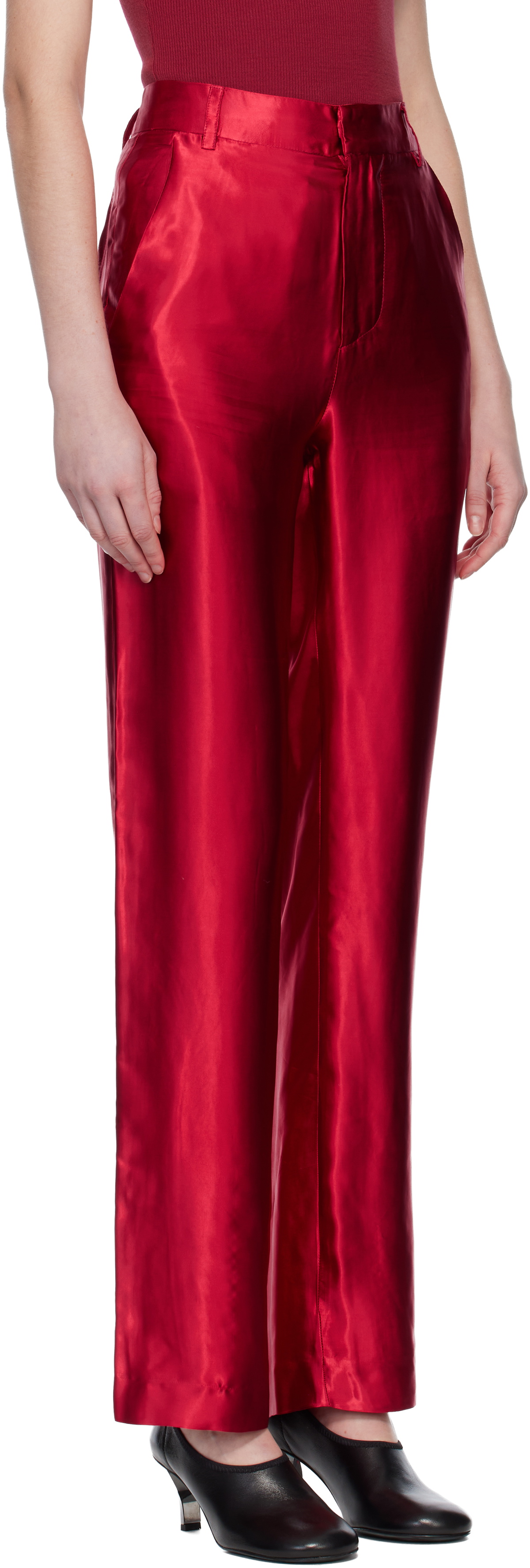 Edward Cuming Red Slink Tailored Trousers