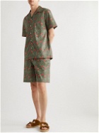 De Bonne Facture - Printed Cotton-Voile Drawstring Shorts - Green