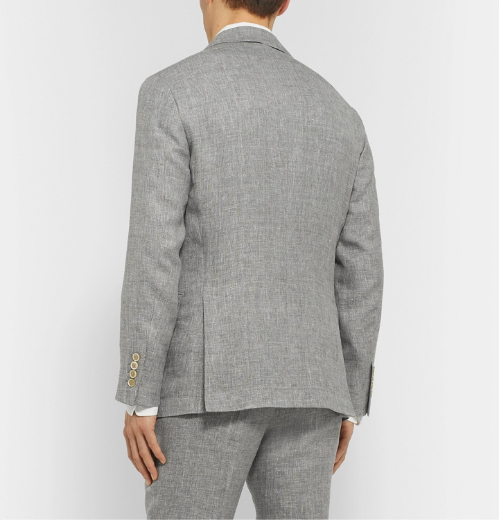 Photo: Brunello Cucinelli - Grey Slim-Fit Unstructured Mélange Linen, Wool and Silk-Blend Suit Jacket - Gray