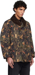 R13 Khaki & Brown Oversized Shawl Lapel Coat