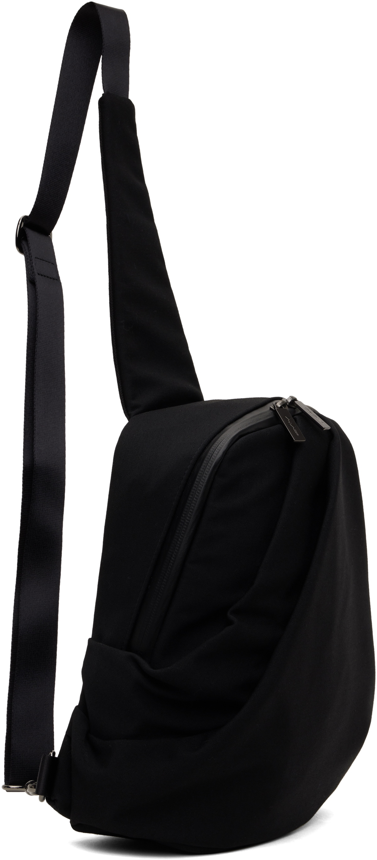 YOHJI YAMAMOTO Black Wool Gabardine Nylon Tuck Sling