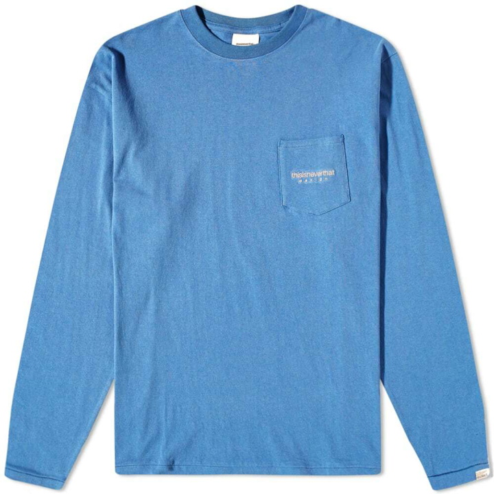 Photo: thisisneverthat Men's Long Sleeve L-Logo Pocket T-Shirt in Light Blue