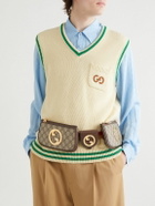 GUCCI - Leather-Trimmed Monogrammed Coated-Canvas Belt Bag - Brown