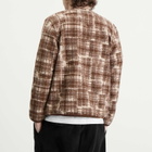 Universal Works Men's Patch Check Fleece Cardigan in Sand