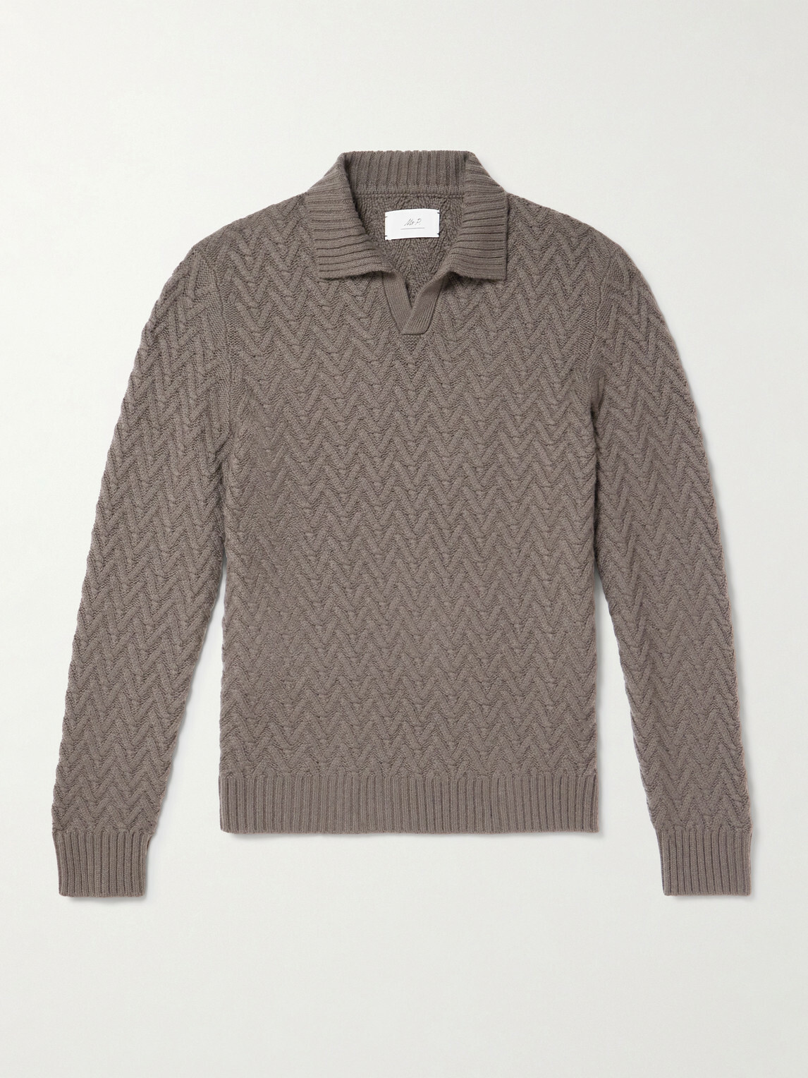 Mr P. - Wool and Cashmere-Blend Jacquard Polo Shirt - Brown