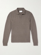 Mr P. - Wool and Cashmere-Blend Jacquard Polo Shirt - Brown