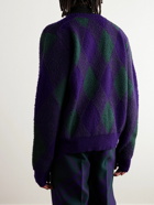 Burberry - Jacquard-Knit Argyle Brushed-Wool Cardigan - Purple