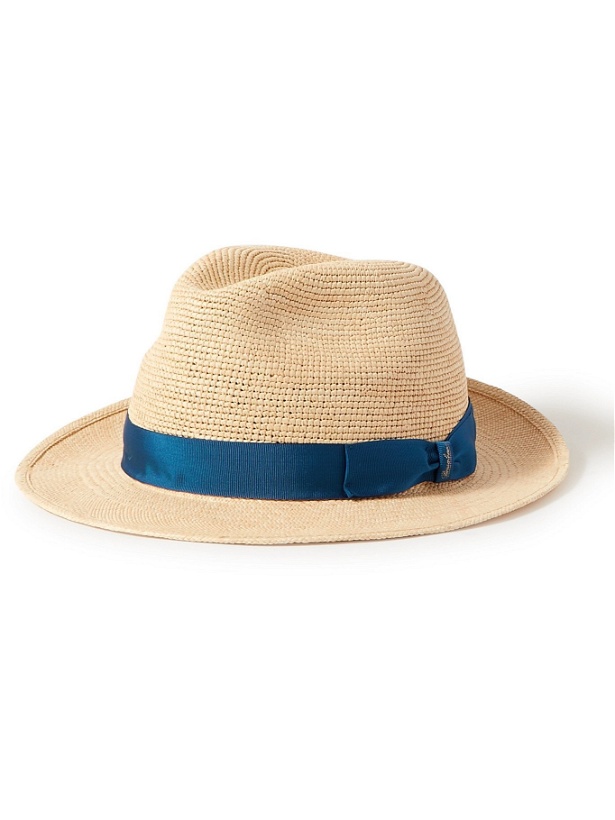 Photo: BORSALINO - Grosgrain-Trimmed Crocheted Straw Panama Hat - Neutrals