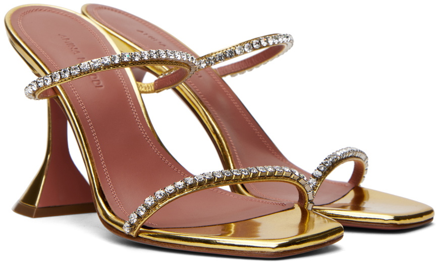 サンダル・ミュール AMINA MUADDI ADUTSALNDAL105 Sandals Golden Amina Muaddi Golden Sandals With 105mm Heel And Elegant