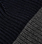 Altea - Colour-Block Ribbed Virgin Wool Beanie - Navy