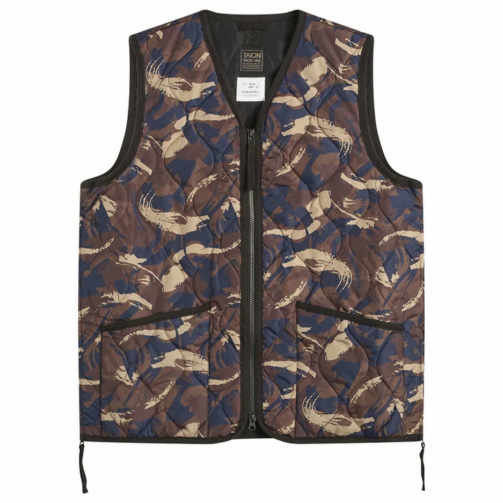 Photo: Taion Men's Military V-Neck Zip Down Vest in Paint Camo