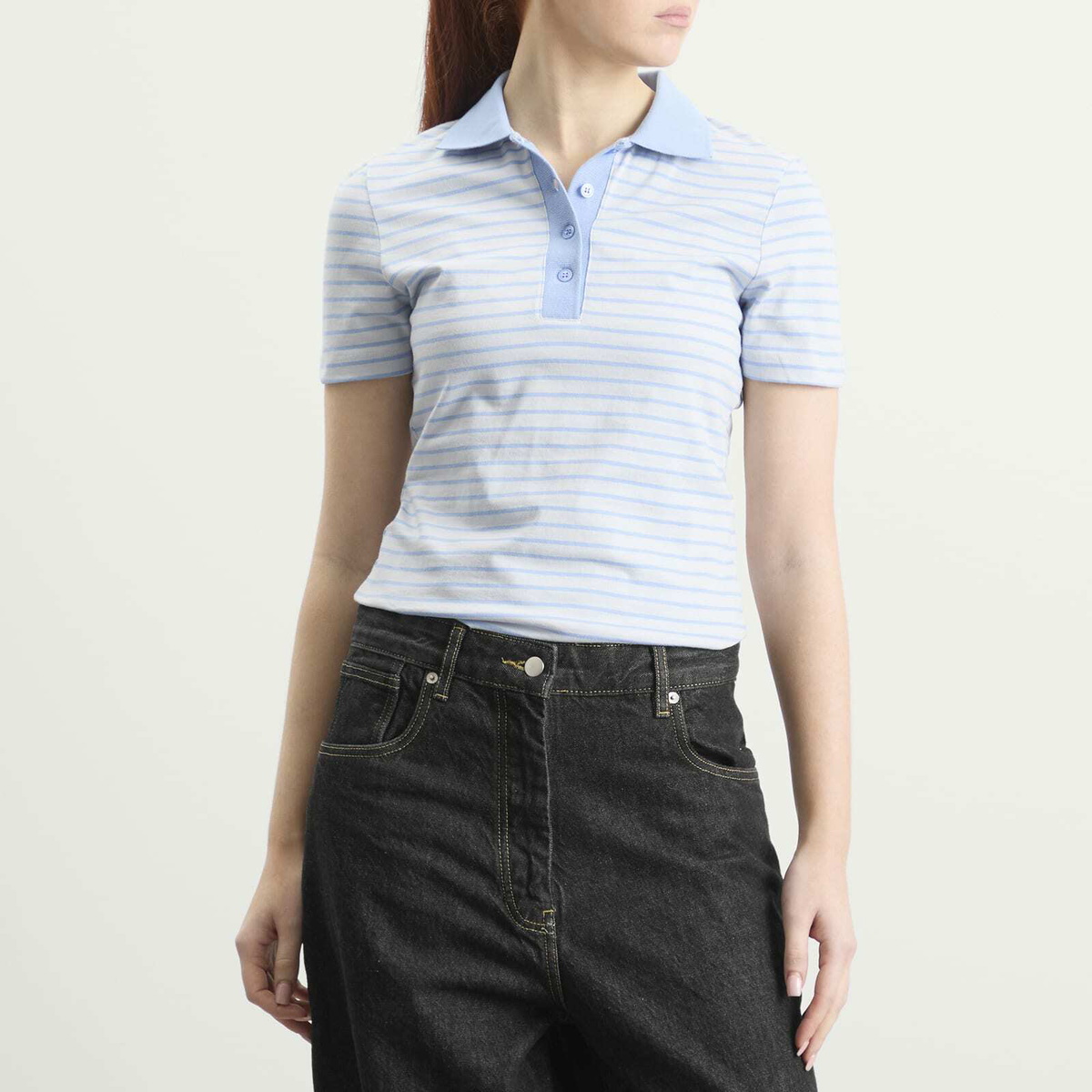 Samsøe Samsøe Women's Saella Short Sleeve Polo Top in Bel Air Stripe
