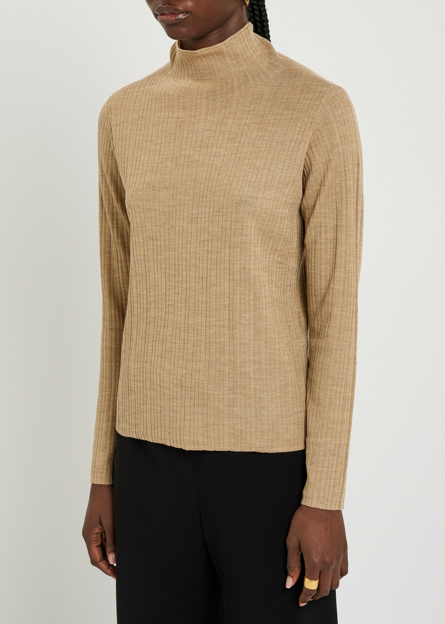Eileen Fisher Ribbed Merino Wool top Beige