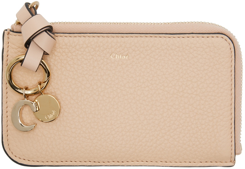 Chloé Tan Alphabet Zip Card Holder