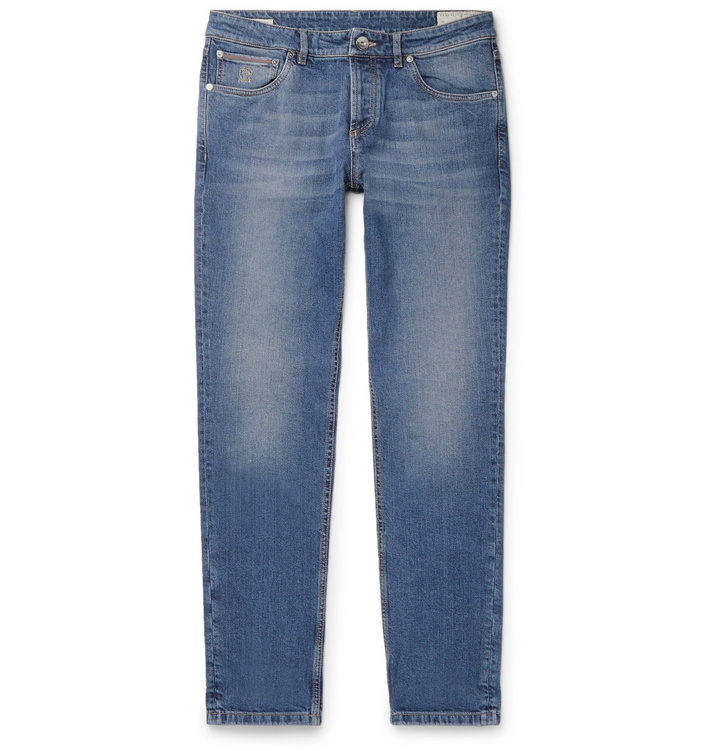 Photo: Brunello Cucinelli - Slim-Fit Denim Jeans - Blue