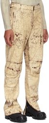 Diesel Beige P-Alan Leather Pants