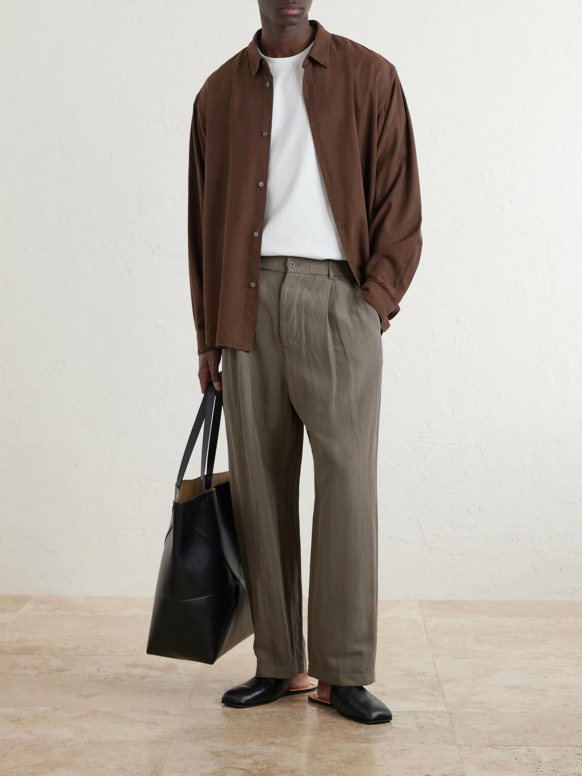 ATON - Cotton and Silk-Blend Shirt - Brown