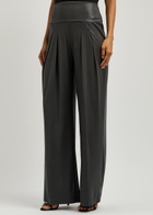 Norma Kamali Coated Stretch-jersey Trousers Charcoal
