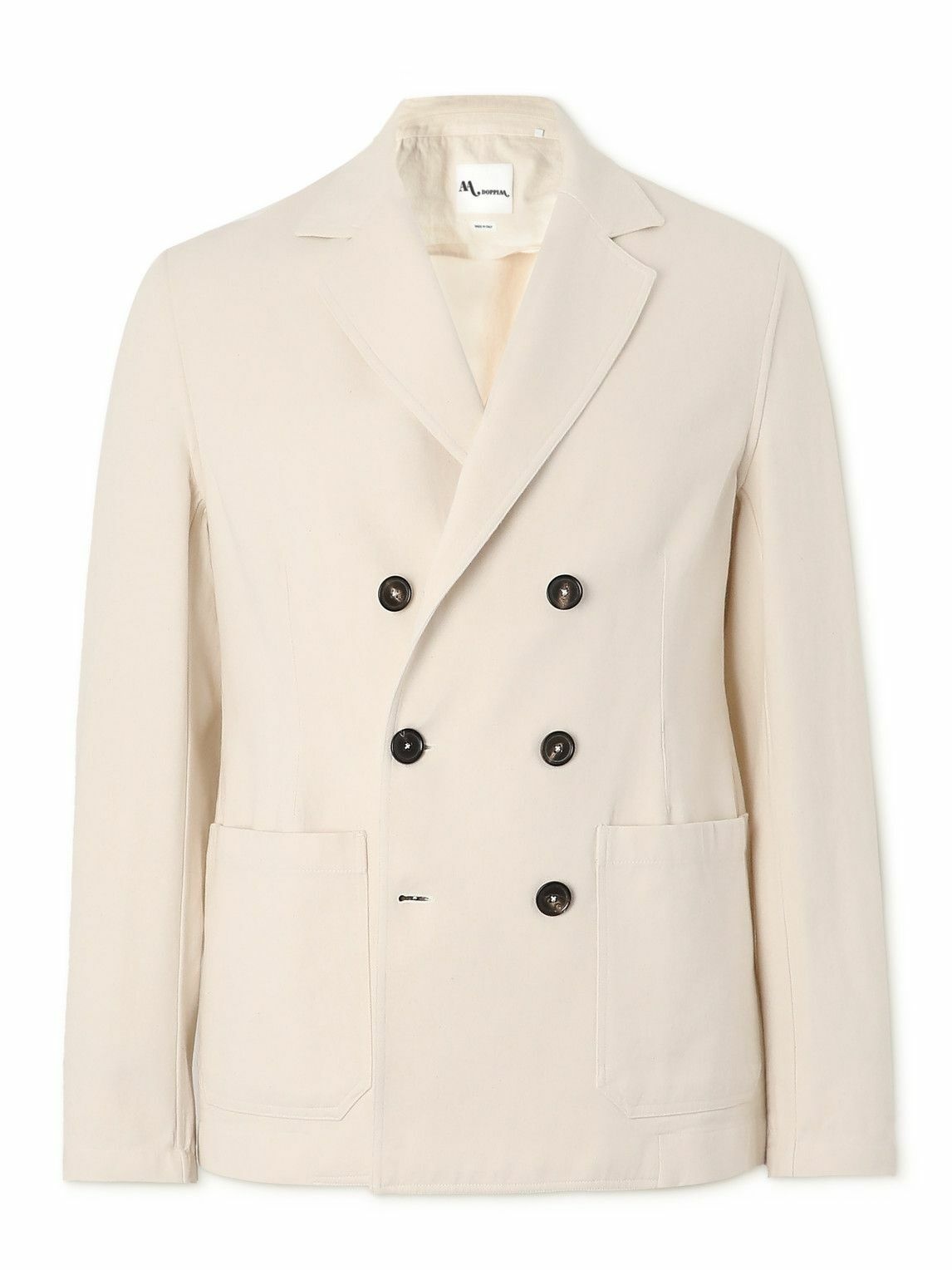 DOPPIAA - Double-Breasted Cotton-Twill Suit Jacket - Neutrals DOPPIAA