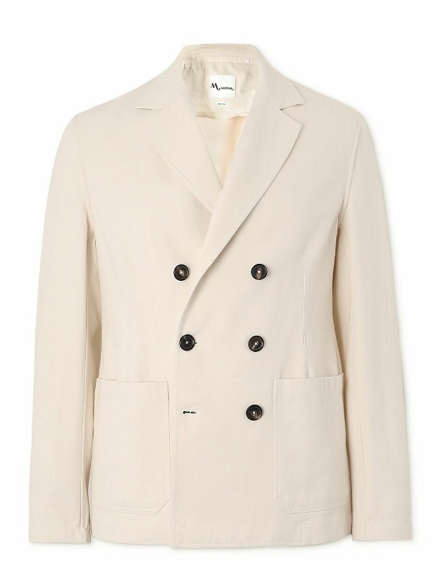 Photo: DOPPIAA - Double-Breasted Cotton-Twill Suit Jacket - Neutrals