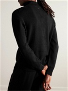 Agnona - Leather-Trimmed Cashmere Half-Zip Sweater - Black