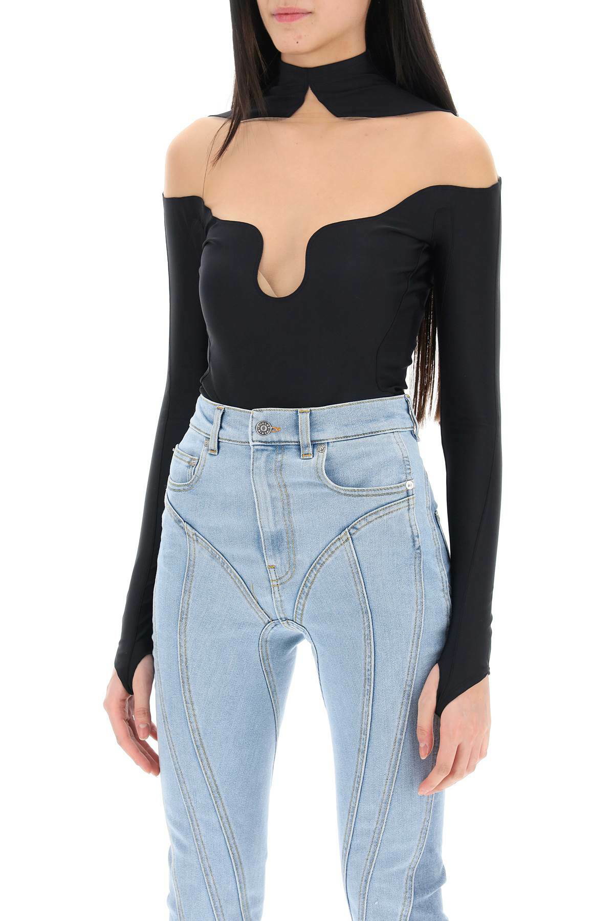【関税込み】Mugler ブラック Illusion トップス Mugler Black Illusion Bodysuit Mugler
