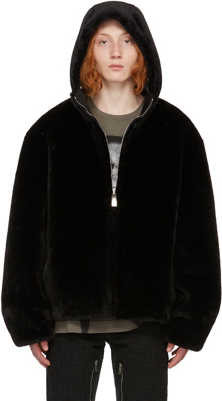 Photo: Givenchy Reversible Black Faux-Fur Windbreaker Jacket