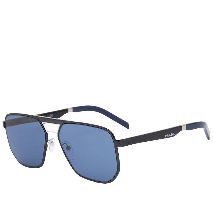 Photo: Prada Eyewear Men's Prada PR 60WS Aviator Sunglasses in Black/Blue