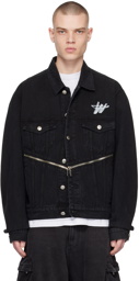 We11done Black Paneled Denim Jacket